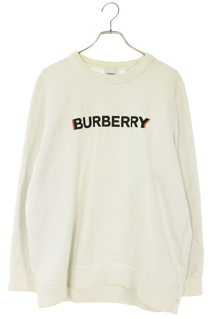 Burberry Front Logo Print Cotton Sweatshirt White Size XL