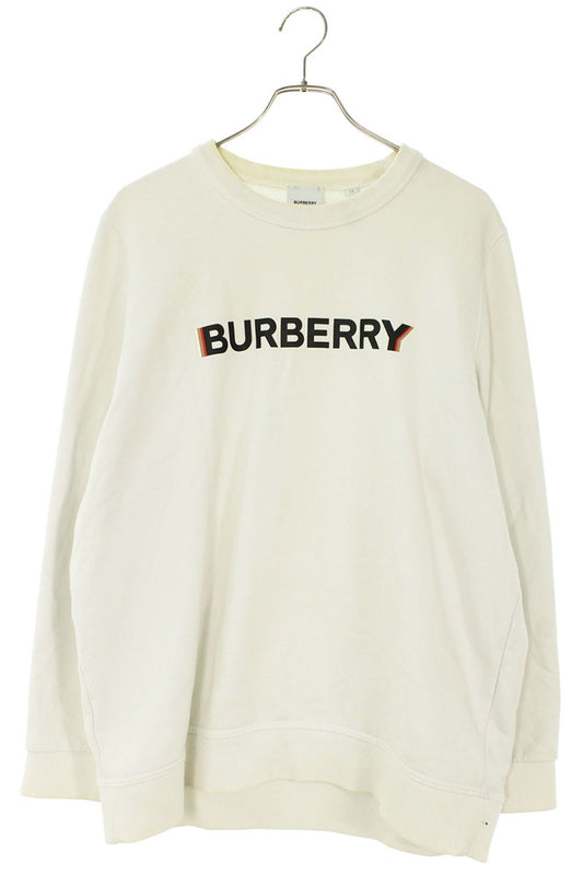 Burberry Front Logo Print Cotton Sweatshirt White Size XL