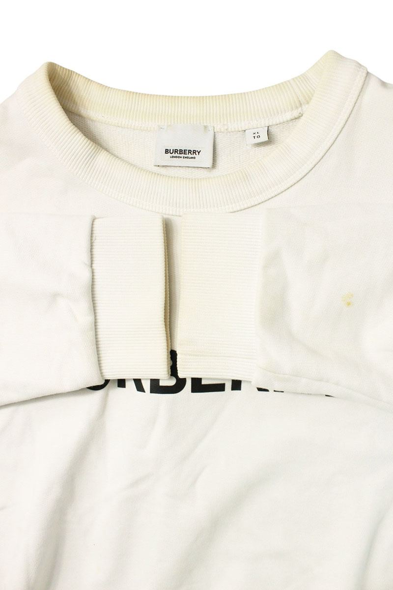 Burberry Front Logo Print Cotton Sweatshirt White Size XL
