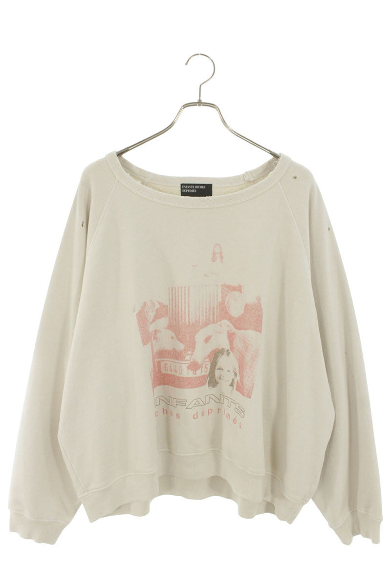 ENFANTS RICHES DEPRIMES Distressed Sweatshirt Beige Size XL