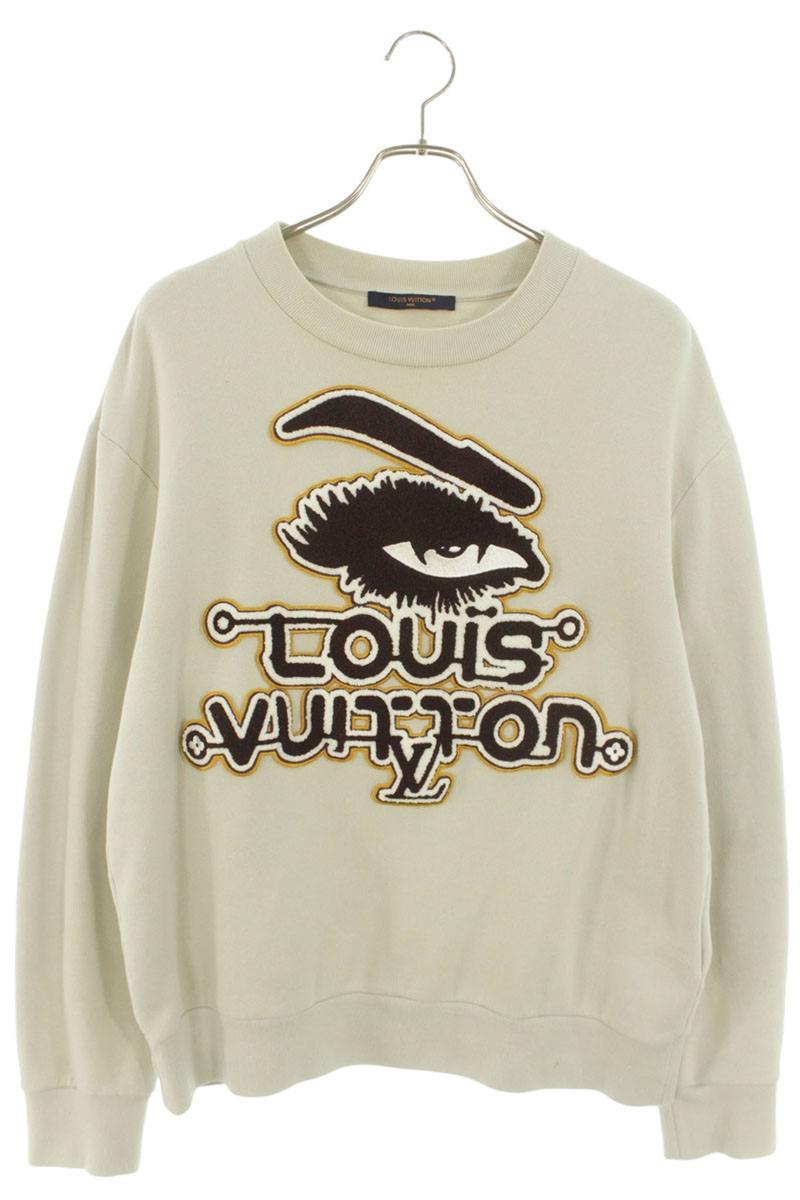 LOUISVUITTON Logo Applique Cotton Sweatshirt Beige Size L