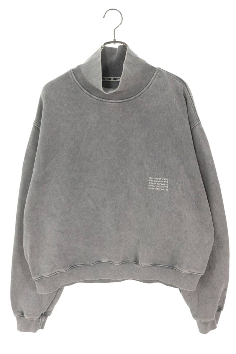 ALEXANDER WANG Logo Print High Neck Sweatshirt Gray Size L