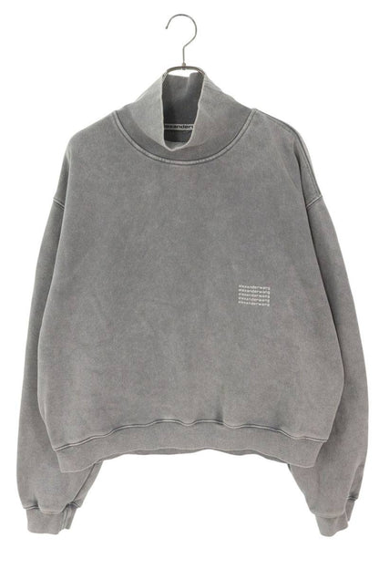 ALEXANDER WANG Logo Print High Neck Sweatshirt Gray Size L