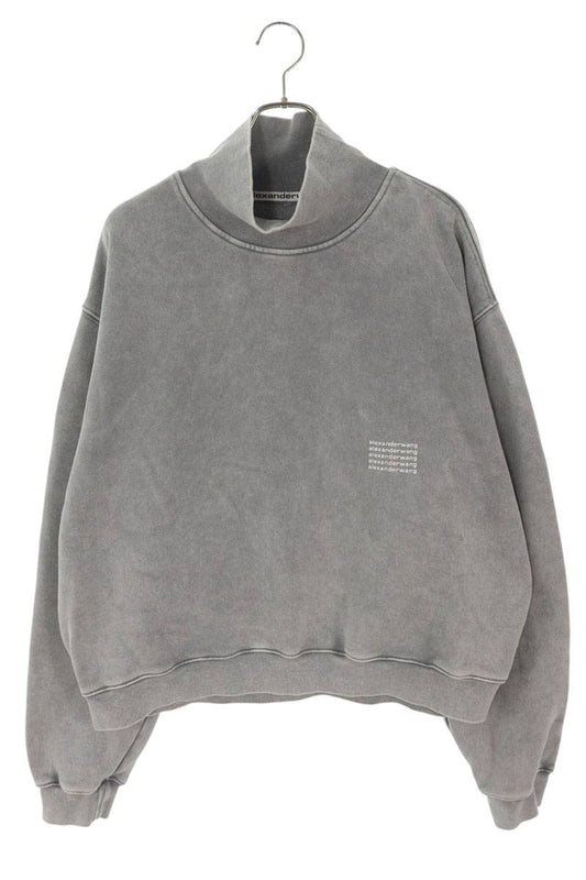 ALEXANDER WANG Logo Print High Neck Sweatshirt Gray Size L