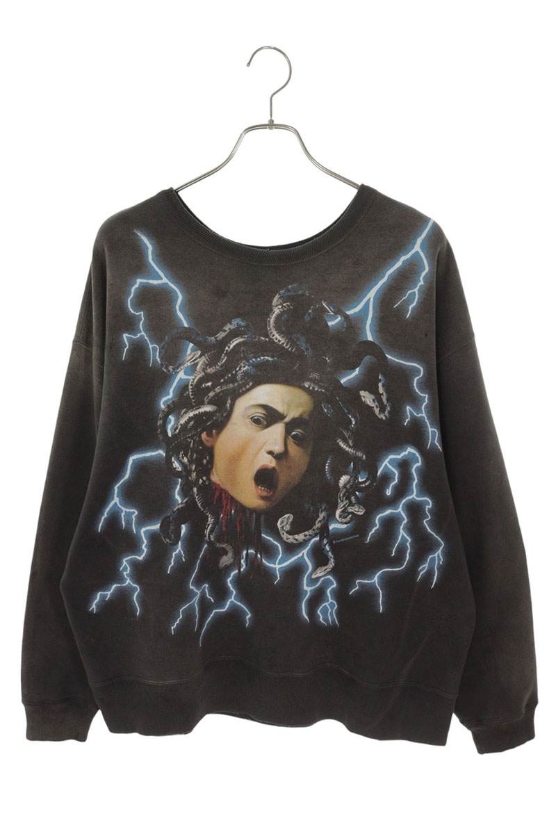 SAINT MICHAEL Vintage Medusa Print Sweatshirt Black Size L