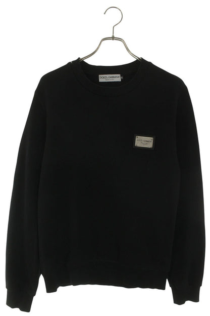 DOLCE & GABBANA Logo Plate Crewneck Sweatshirt Black Size S