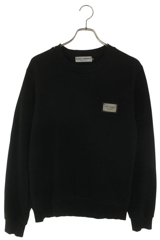DOLCE & GABBANA Logo Plate Crewneck Sweatshirt Black Size S