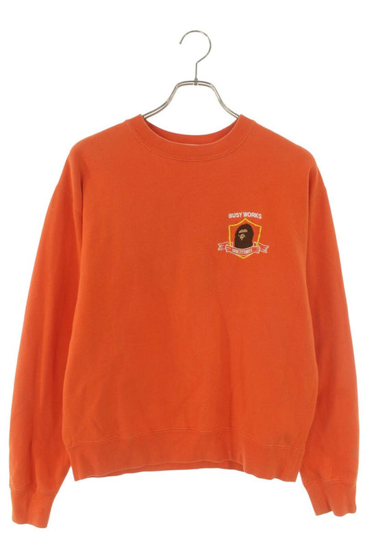 A BATHING APE Embroidered Design Sweatshirt Orange Size M