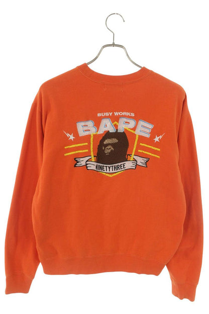 A BATHING APE Embroidered Design Sweatshirt Orange Size M