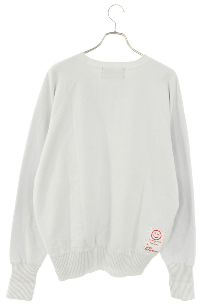 Perfect ribs "ART LOVE MUSIC" Print Sweatshirt White Size L