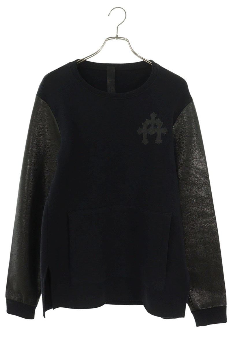Chrome Hearts Leather Sleeve Cross Patch Crewneck Size S