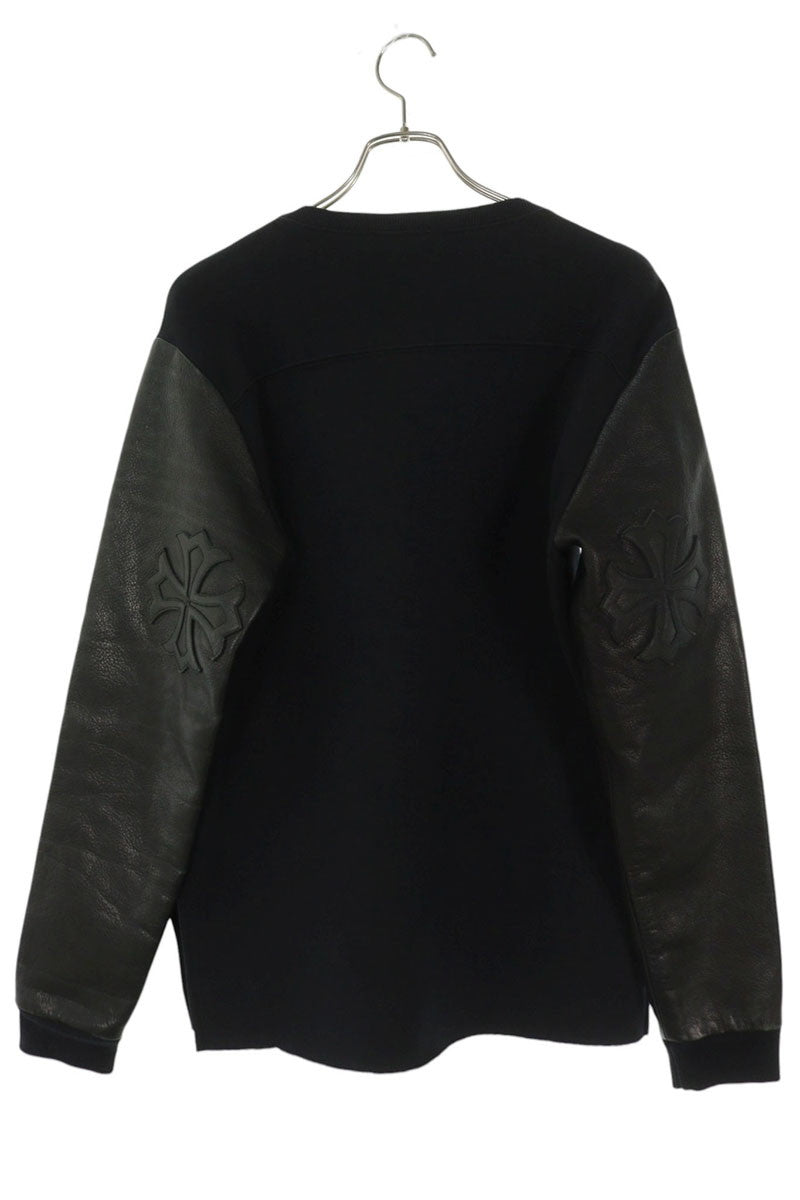 Chrome Hearts Leather Sleeve Cross Patch Crewneck Size S