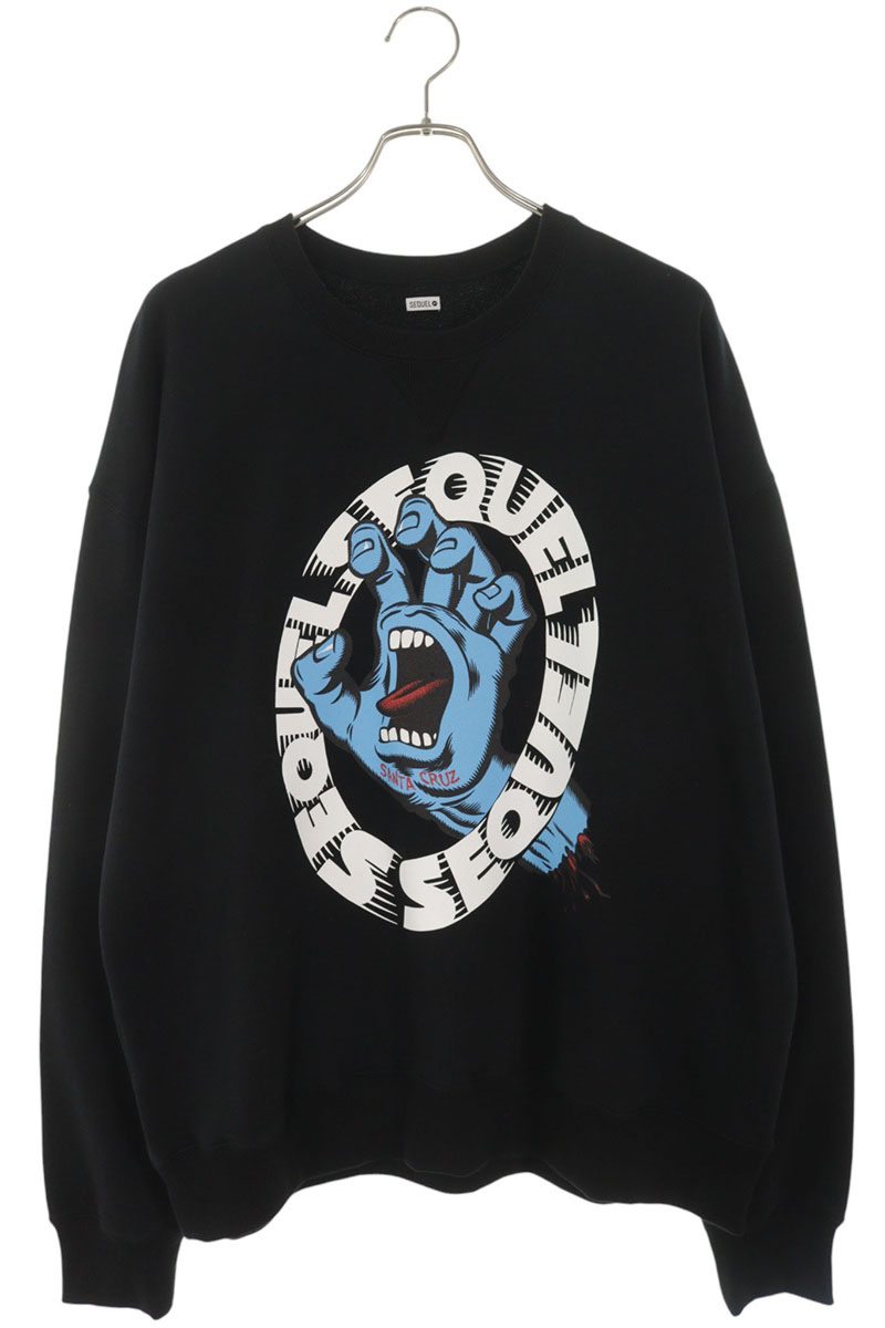SEQUEL 25AW Santa Cruz Logo Print Sweatshirt Black Size L