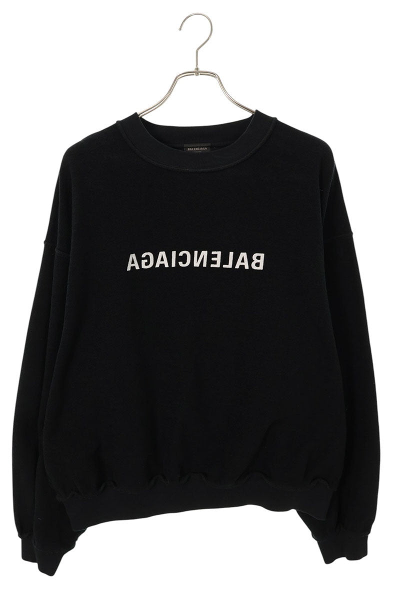 BALENCIAGA Inside Out Mirror Logo Sweatshirt Black Size XS