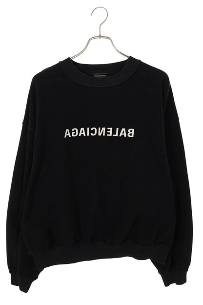 BALENCIAGA Inside Out Mirror Logo Sweatshirt Black Size XS