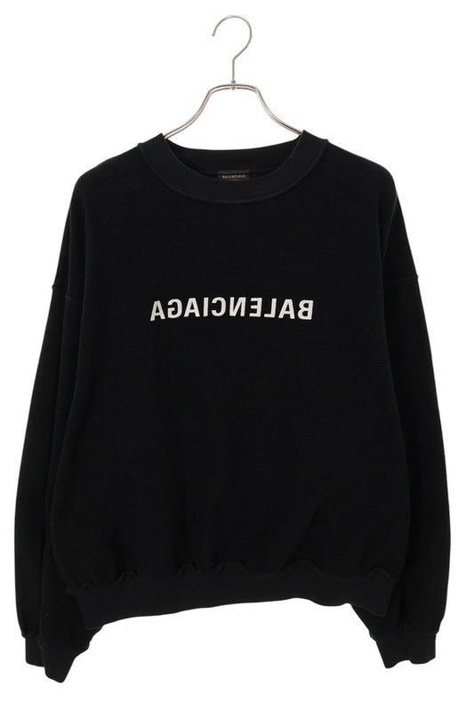 BALENCIAGA Inside Out Mirror Logo Sweatshirt Black Size XS