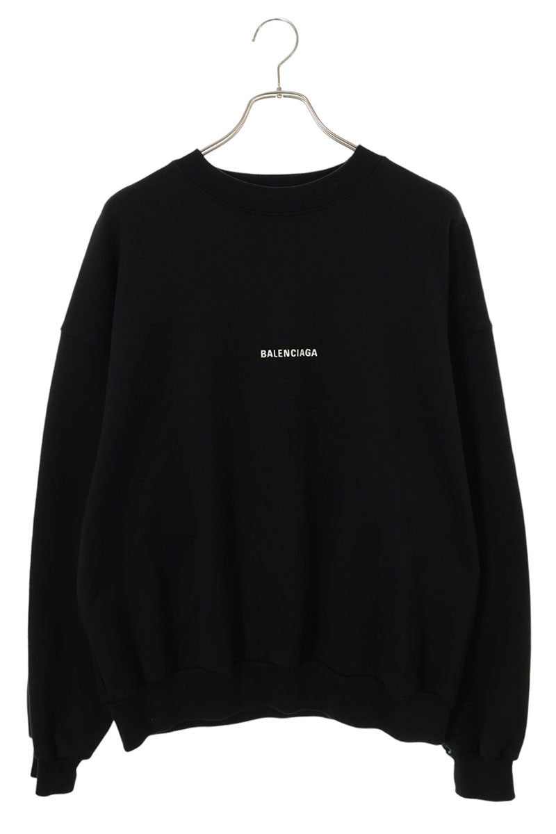BALENCIAGA Logo Embroidery Pullover Sweatshirt Black Size M