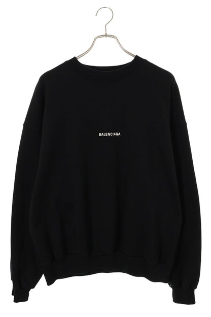 BALENCIAGA Logo Embroidery Pullover Sweatshirt Black Size M