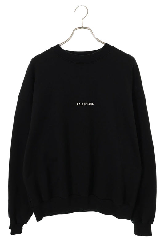 BALENCIAGA Logo Embroidery Pullover Sweatshirt Black Size M