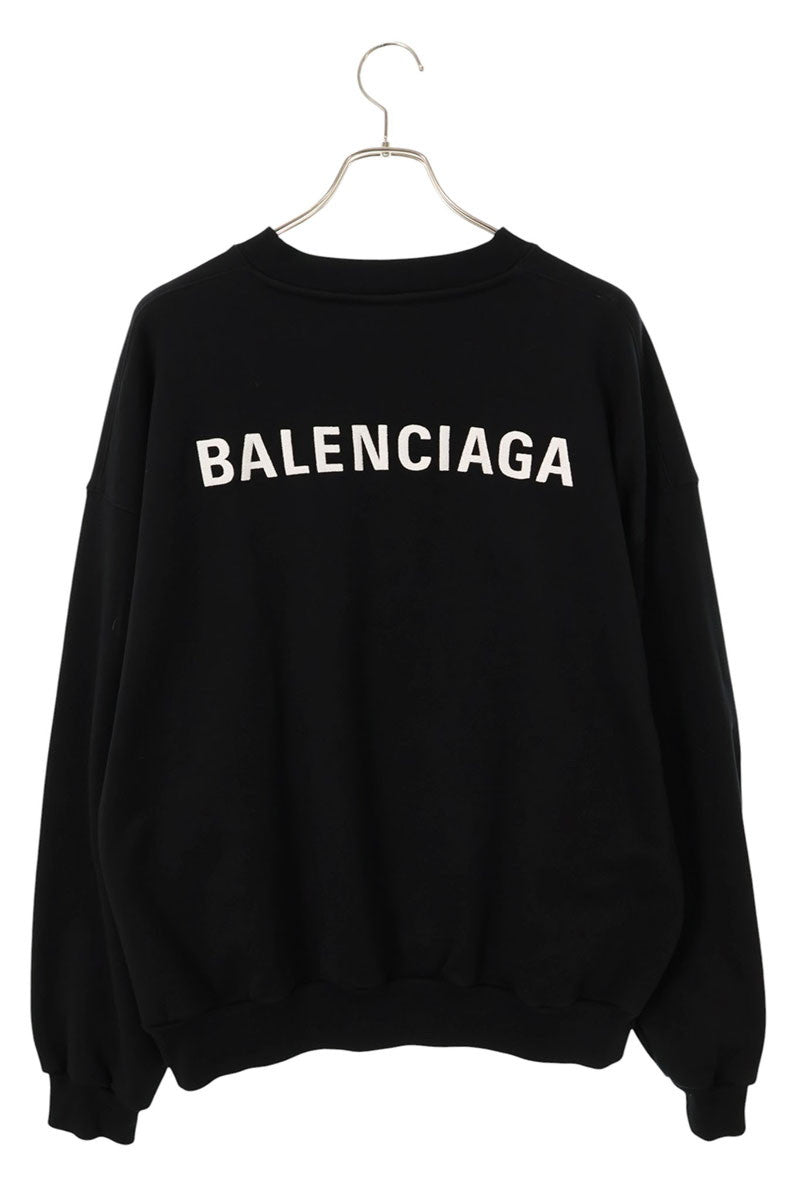 BALENCIAGA Logo Embroidery Pullover Sweatshirt Black Size M
