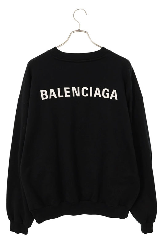 BALENCIAGA Logo Embroidery Pullover Sweatshirt Black Size M