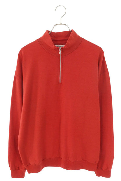 AURALEE Light Wool Half Zip Sweatshirt Red Size XL