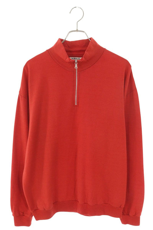 AURALEE Light Wool Half Zip Sweatshirt Red Size XL