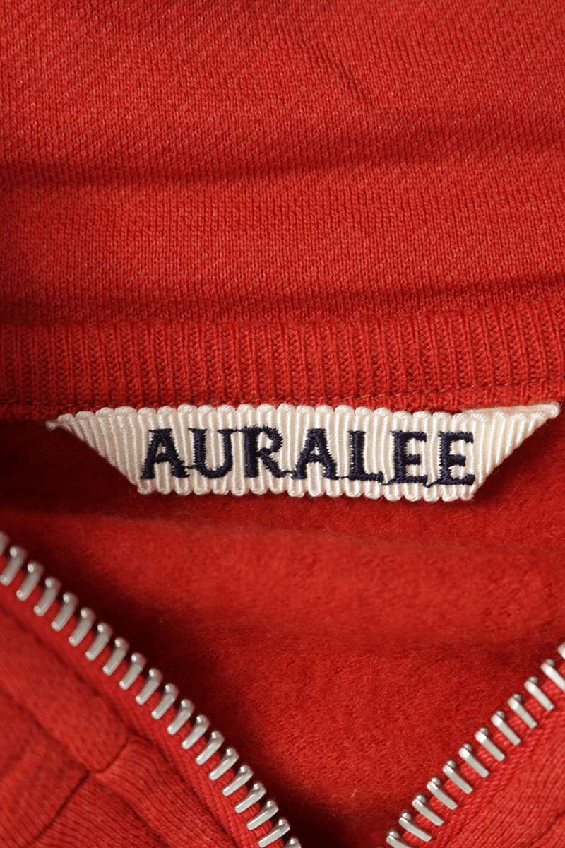 AURALEE Light Wool Half Zip Sweatshirt Red Size XL