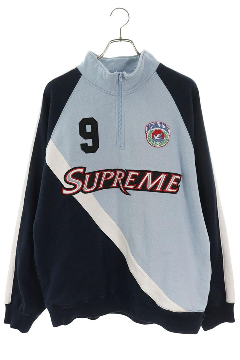 SUPREME 24SS Equipe Half Zip Sweatshirt Blue/Navy Size L