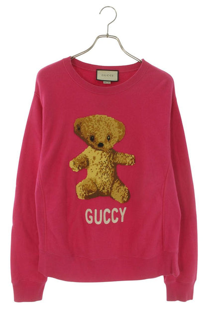 GUCCI 18SS Distressed Teddy Bear Sweatshirt Pink Size M
