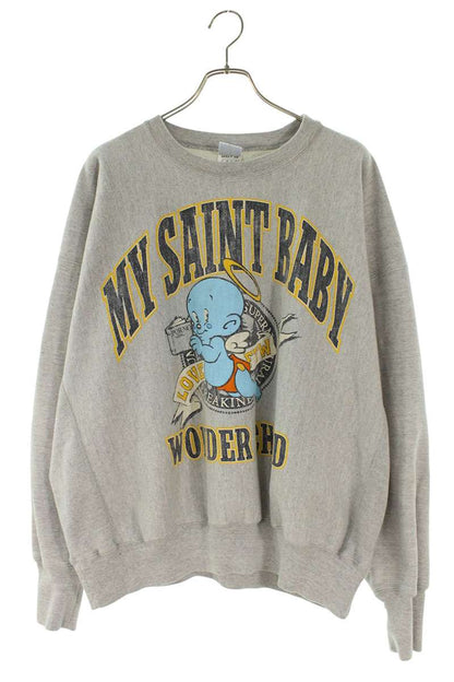 SAINT MICHAEL Baby Michael Print Crewneck Sweatshirt Size L
