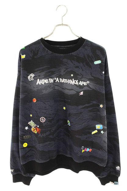 A BATHING APE Sticker Print Sweatshirt Black/Gray Size L