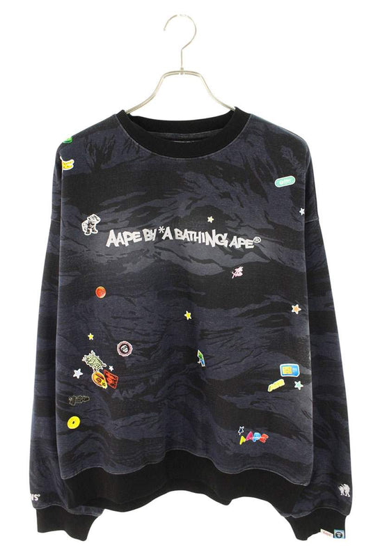 A BATHING APE Sticker Print Sweatshirt Black/Gray Size L