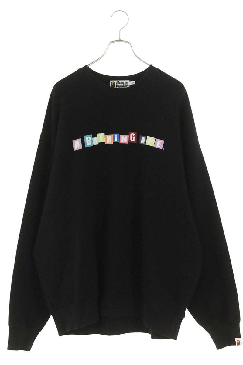 A BATHING APE Front Logo Cotton Blend Sweatshirt Size XL