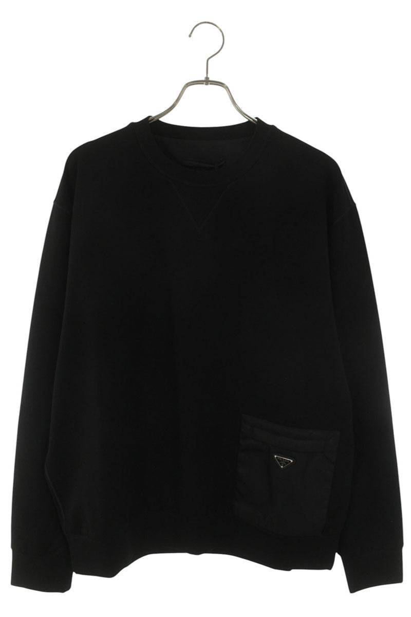PRADA 26SS Triangle Plate Pocket Nylon Sweat Black Size XXL