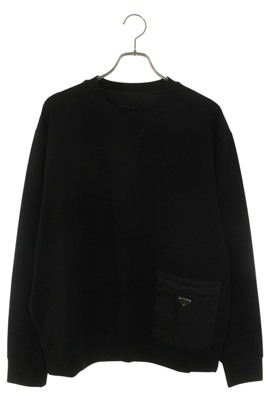 PRADA 26SS Triangle Plate Pocket Nylon Sweat Black Size XXL