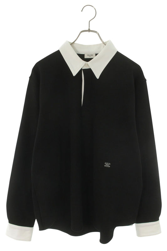 CELINE 26SS Bicolor Polo Sweatshirt Black/White Size M