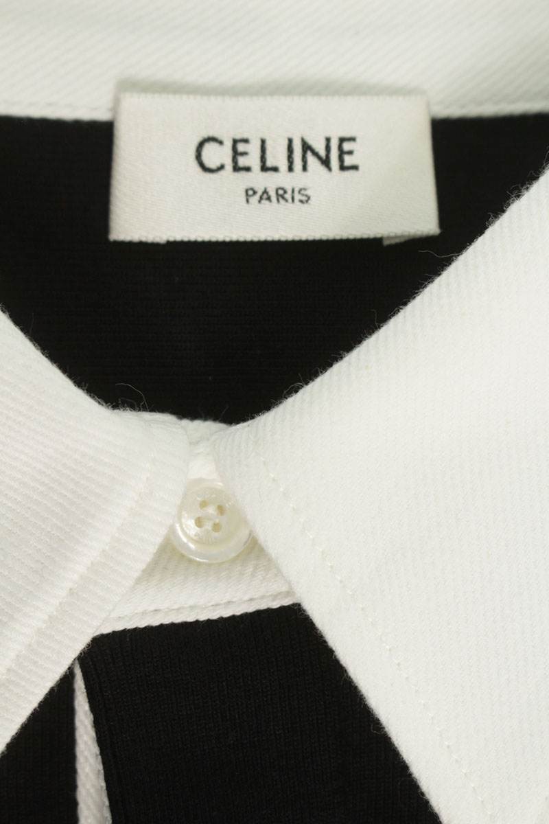 CELINE 26SS Bicolor Polo Sweatshirt Black/White Size M
