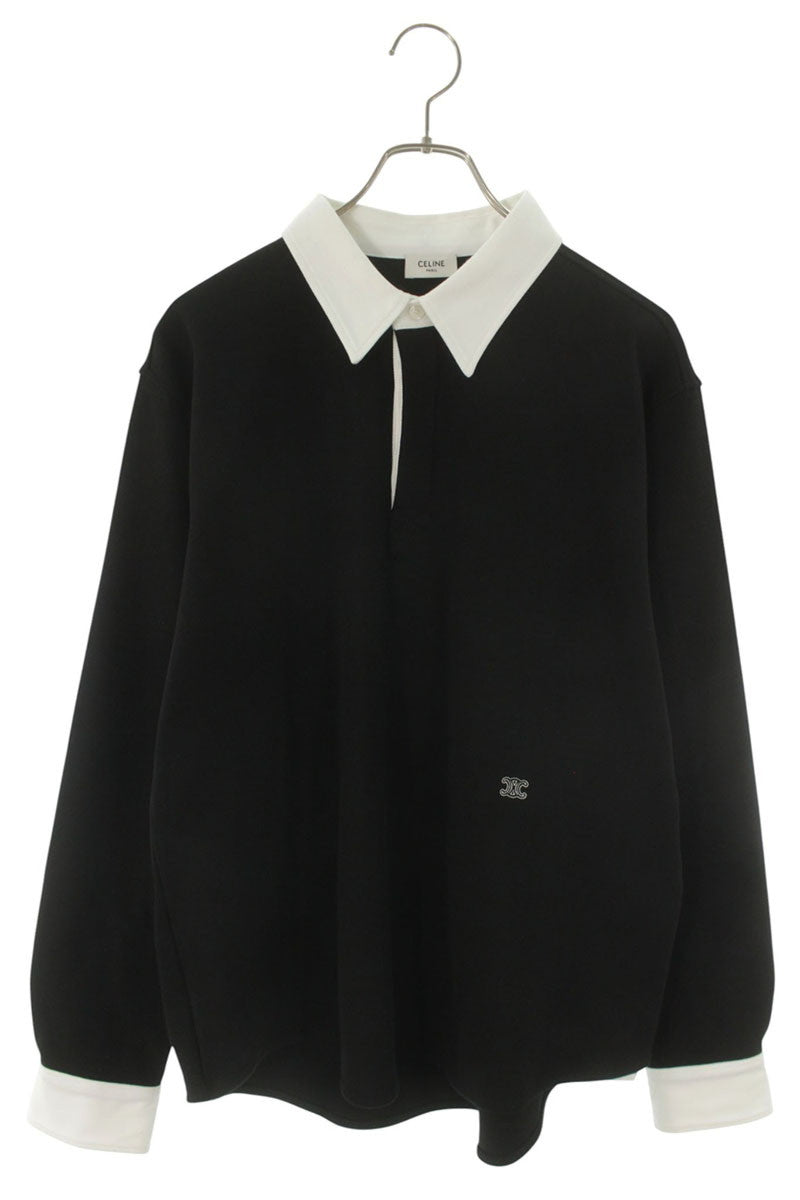 CELINE 26SS Bicolor Polo Sweatshirt Black/White Size L
