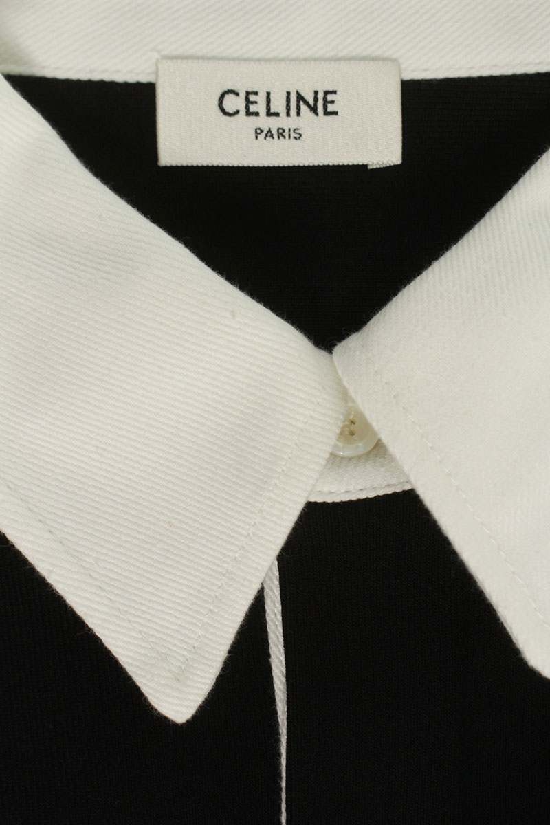CELINE 26SS Bicolor Polo Sweatshirt Black/White Size L