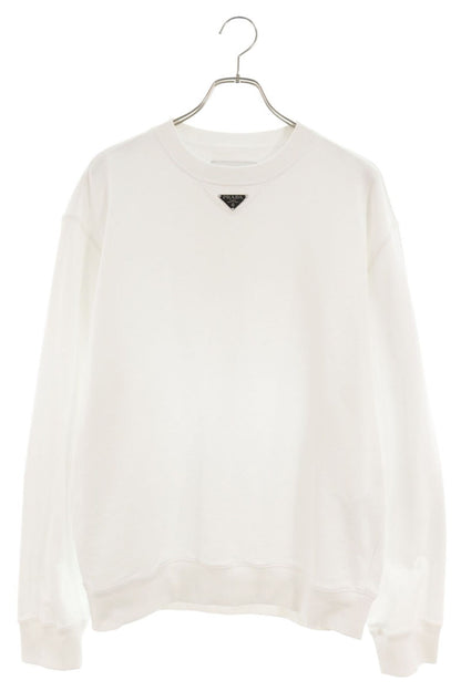 PRADA Triangle Logo Plate Crewneck Sweatshirt White Size XS