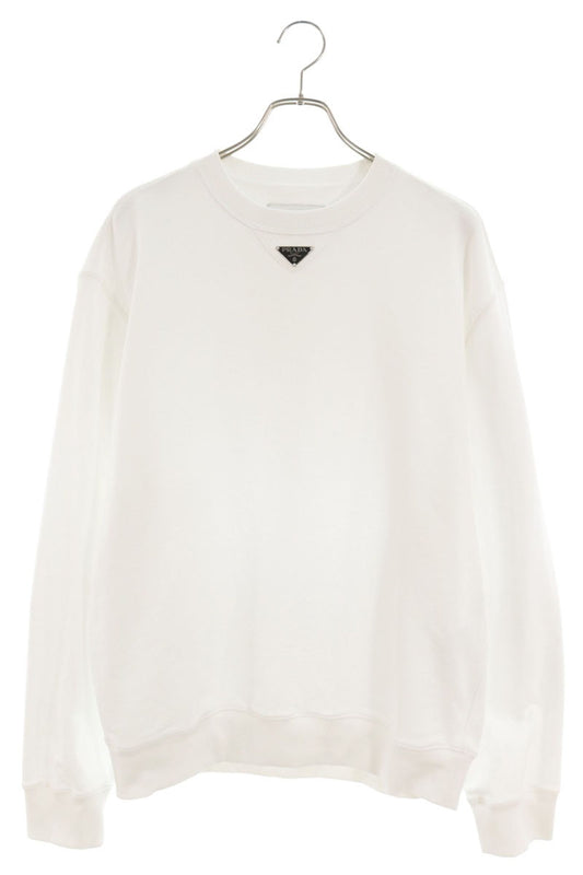 PRADA Triangle Logo Plate Crewneck Sweatshirt White Size XS