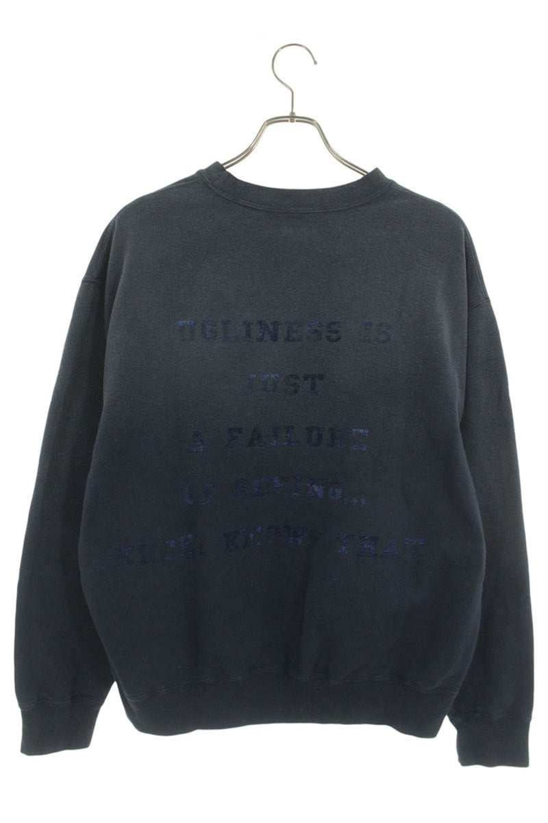 KHOKI 25SS Embroidered Design Sweatshirt Navy Cotton Size L