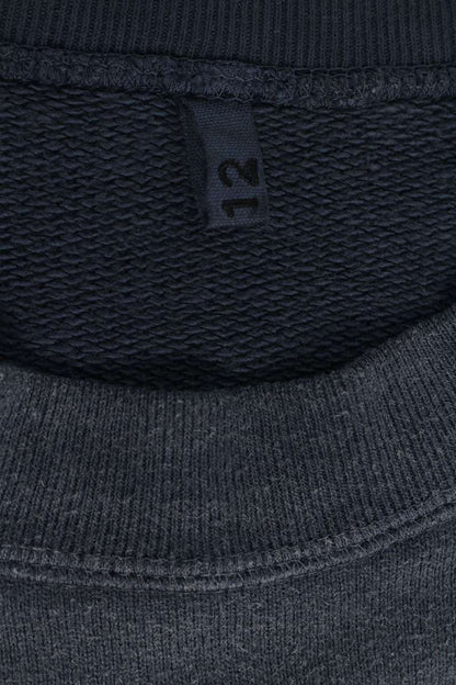 KHOKI 25SS Embroidered Design Sweatshirt Navy Cotton Size L