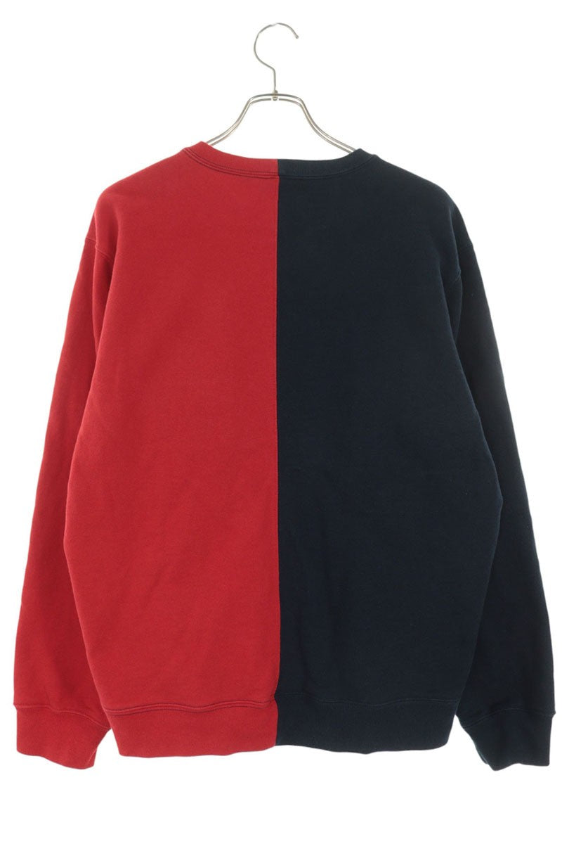 SUPREME 18AW Split Crewneck Sweatshirt Red/Navy Size M