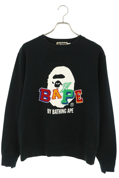 A BATHING APE Logo Patch Crewneck Sweatshirt Black Size L