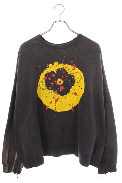 SAINT MICHAEL 24AW Smile Print Vintage Sweat Black Size M