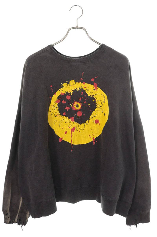 SAINT MICHAEL 24AW Smile Print Vintage Sweat Black Size M