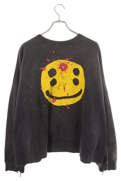 SAINT MICHAEL 24AW Smile Print Vintage Sweat Black Size M