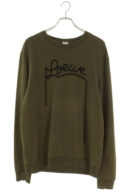 LOEWE Logo Fringe Embroidery Sweatshirt Khaki Size L